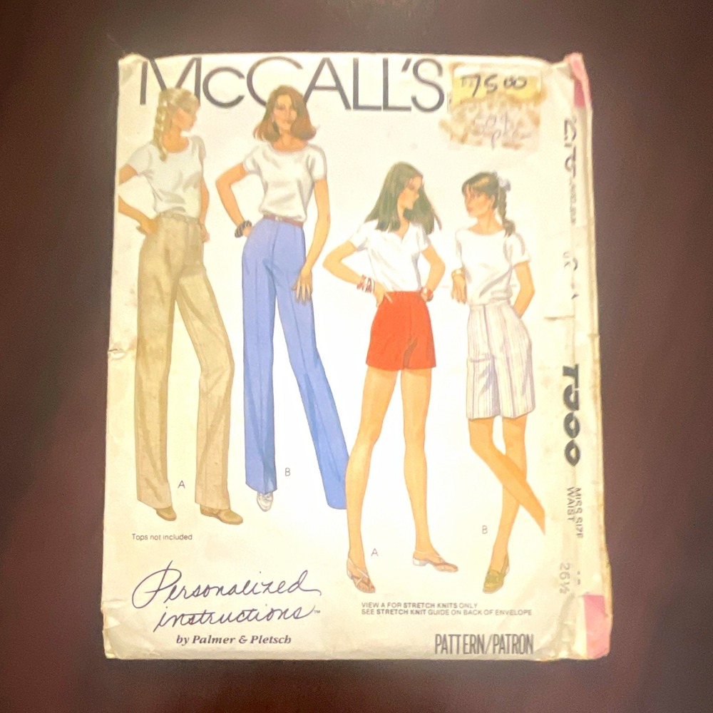 McCall's 7530 Vintage Sewing Pattern Womens Pants Shorts Size 12 Missing Instr
